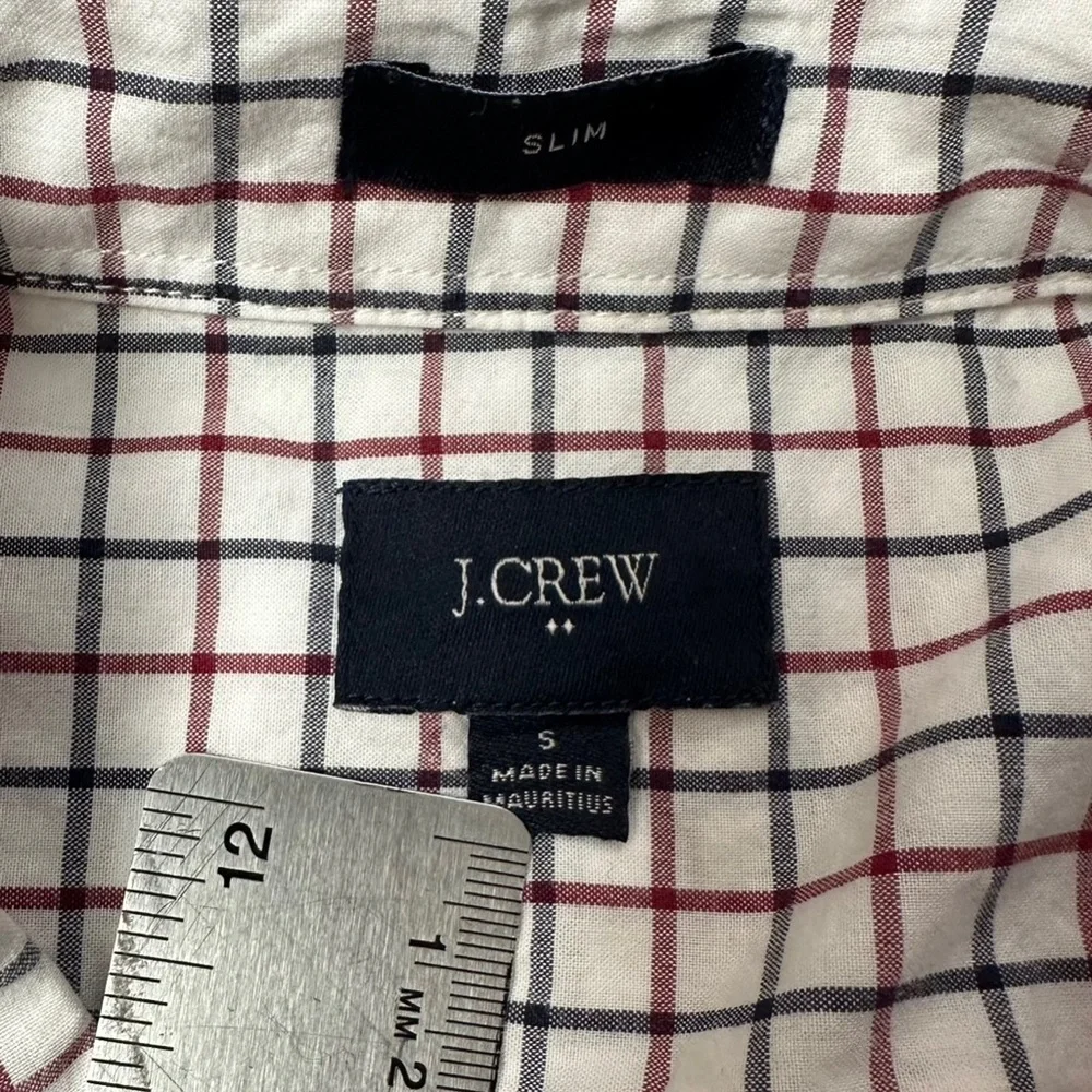 Vtg J. Crew Shirt Mens 100% Cotton White Check Button Down Slim Fit ~ Size Small - Picture 3 of 5